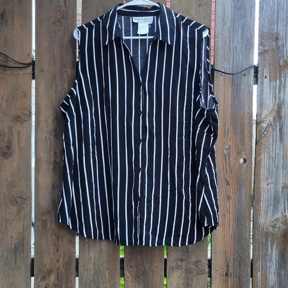 Chic Dressbarn Black & White Striped Blouse - Size 3X